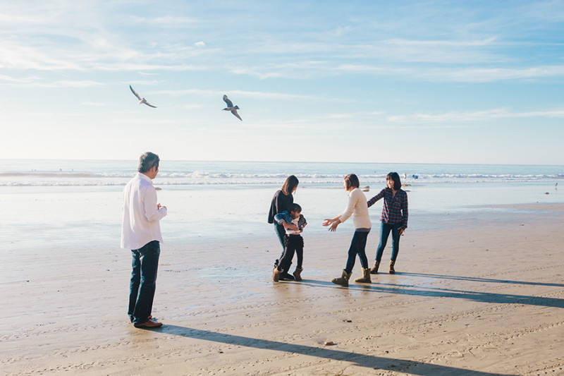 K family at beach